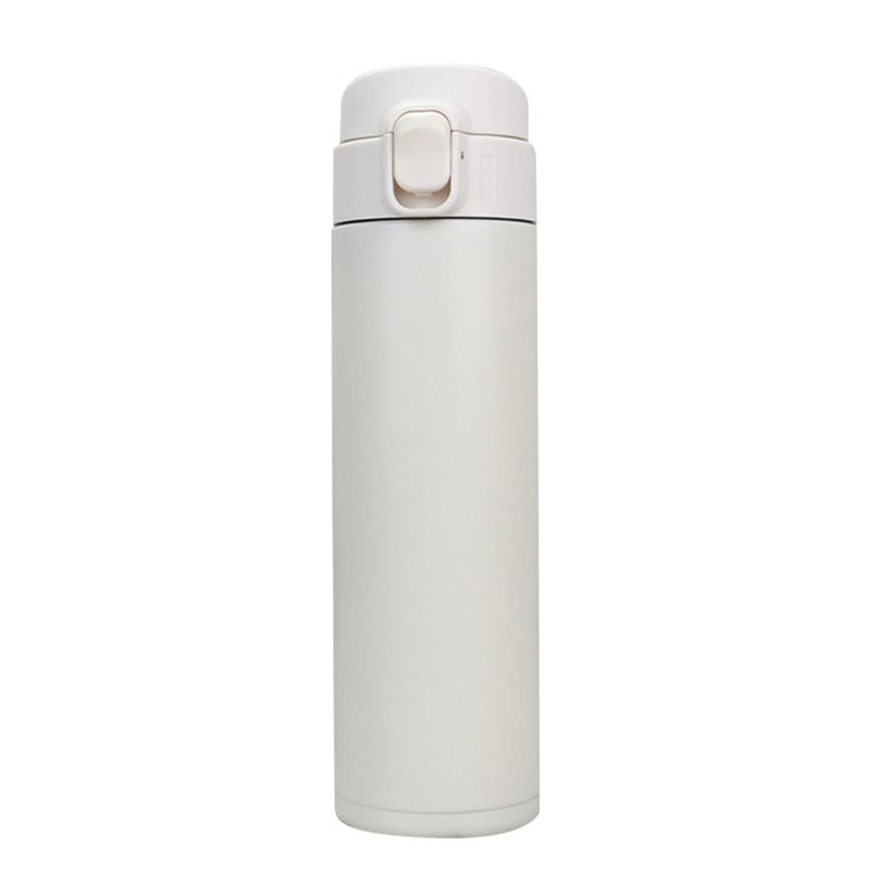 500ml White Simple Straight Pop-up Cover Vacuum Thermos