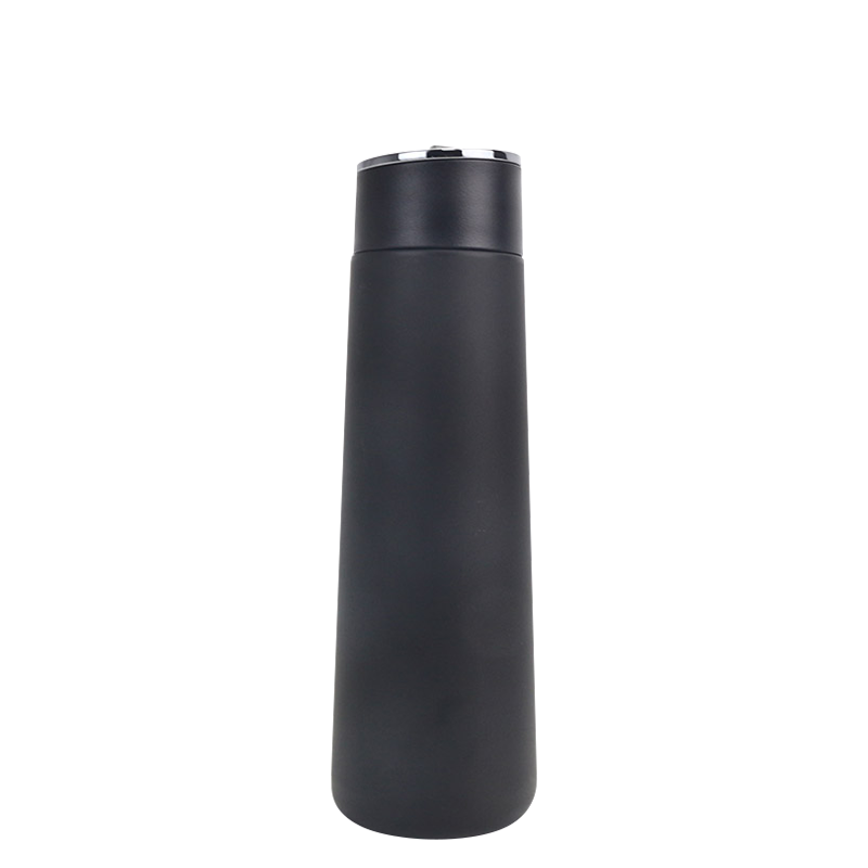 350ml Frosted Black Conical Silicone Carrying Ring Vacuum Thermos