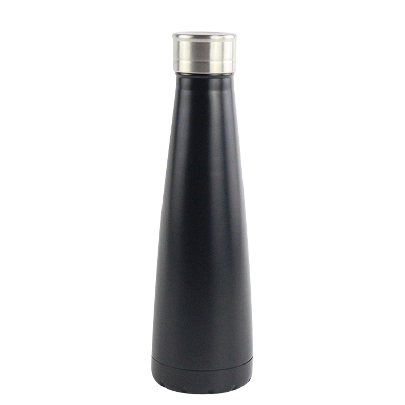 450ml Black Stainless Steel Double-Layer Vacuum Conical Cola Bottle