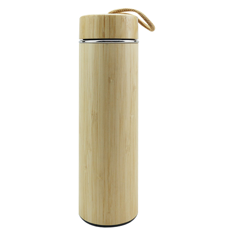 500ml Carrying Rope Bamboo Thermos Vacuum Cup With Good Tea Strainer
