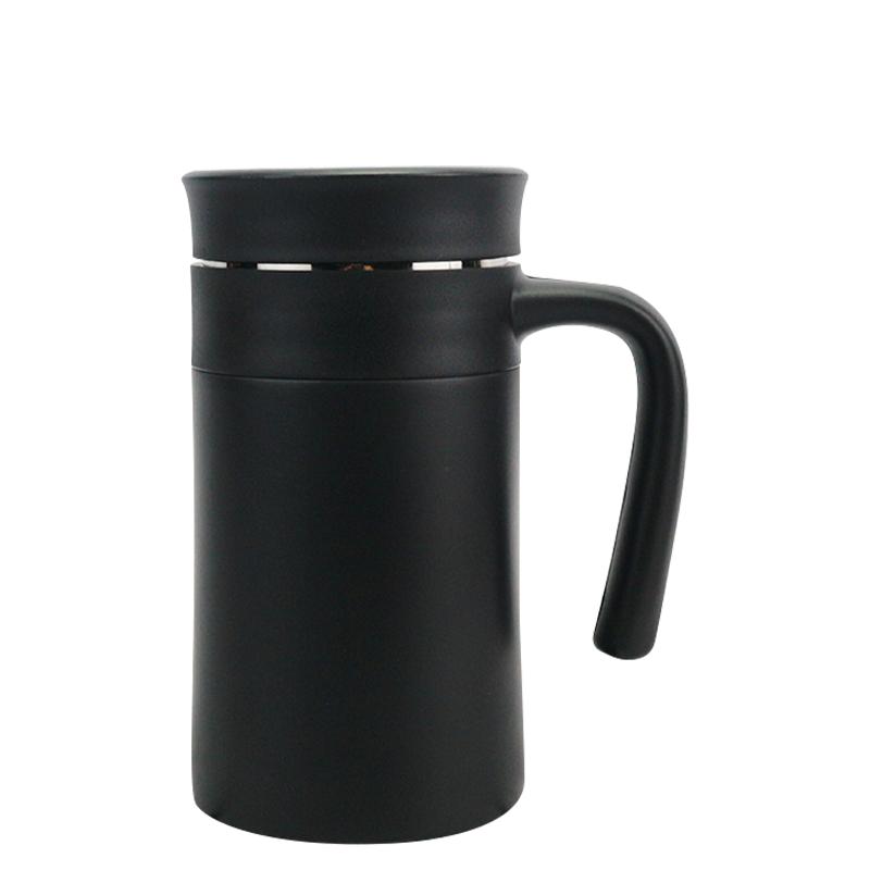 500ml Double Wall Vacuum Insulated Stainless Steel Portable Handle Mug With Tea Strainer