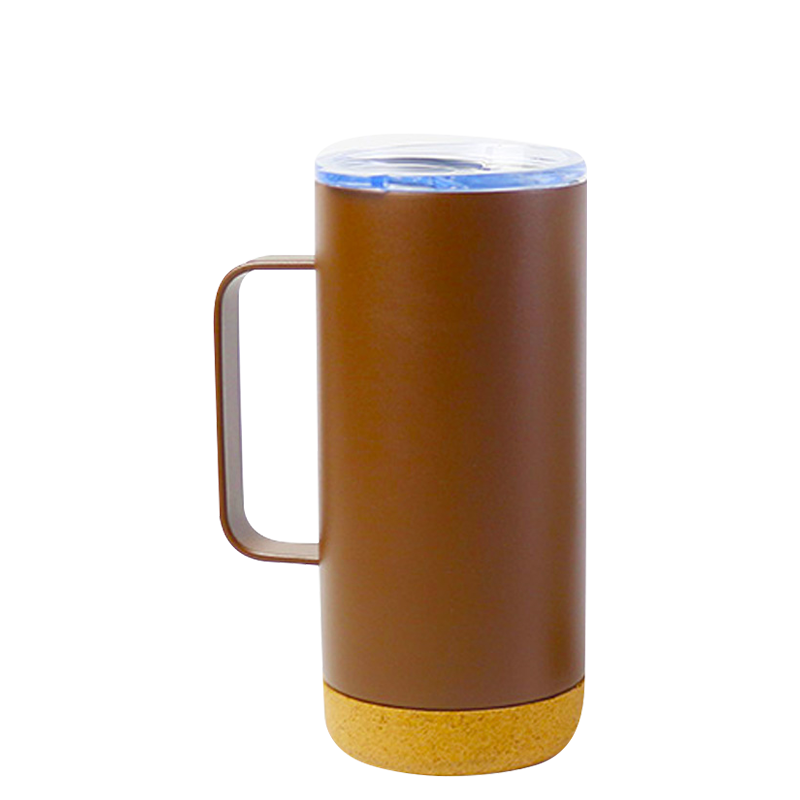 480ml Food Grade Stainless Steel Large Diameter Straight Body Cork Bottom Mug With Handle