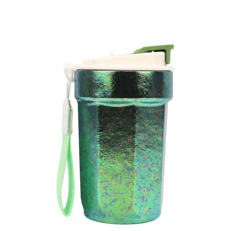 450ml Anti-Corrosion Rust Titanium Straw Coffee Cup With Carrying Handle Rope