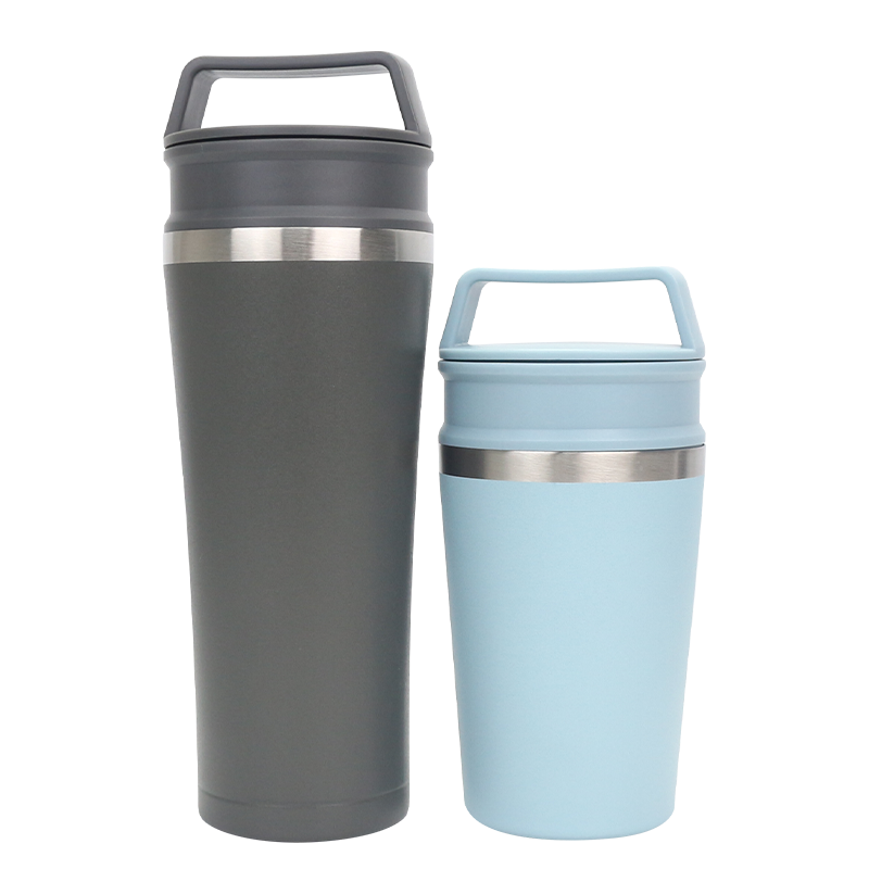 320ml/450ml 304 Stainless Steel Spiral Texture Frosted Coffee Mug with Sturdy Handle