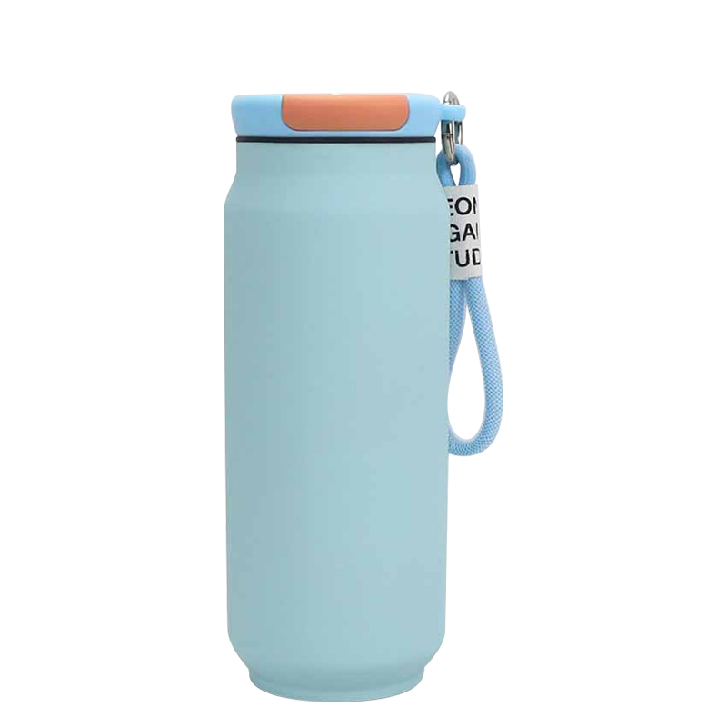 500ml Portable Stainless Steel Can-Shaped Vacuum Thermos With Handle Rope