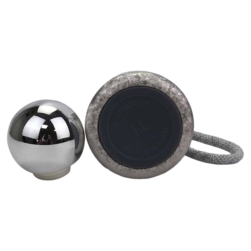 360ml Braided Handle Rope Titanium Cup with Spherical Mirror Lid